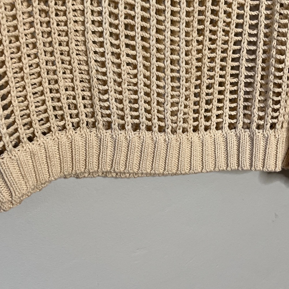 Aaron &‎ Amber Crochet Long Sleeve Sweater M Beige Neutral Boho Chic Cottagecore - Picture 5 of 10